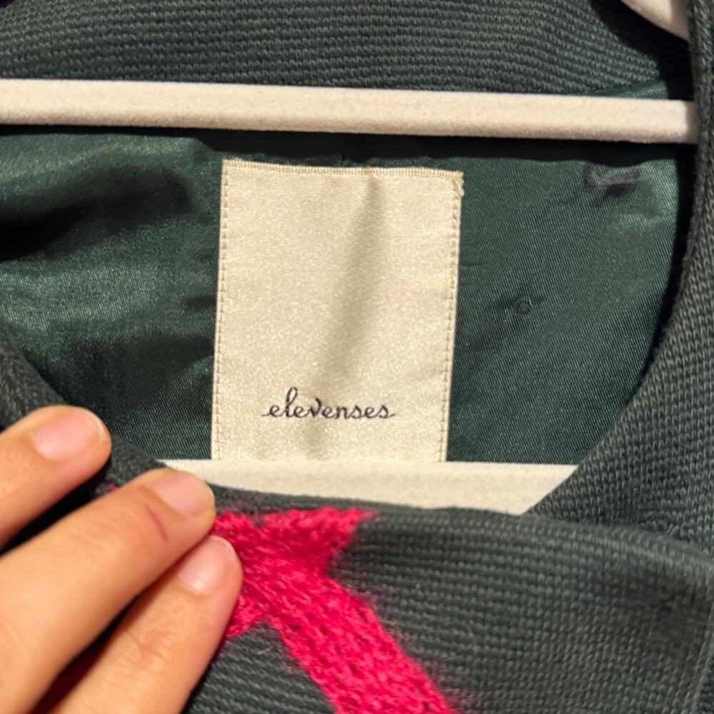 ELEVENSES Anthropologie Tamarisk Green Lattice Peacoat | 00P - Picture 5 of 11